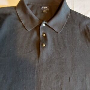J Crew Sweater Mens XL Black Collared Lightweight Cotton Pullover Preppy Office‎